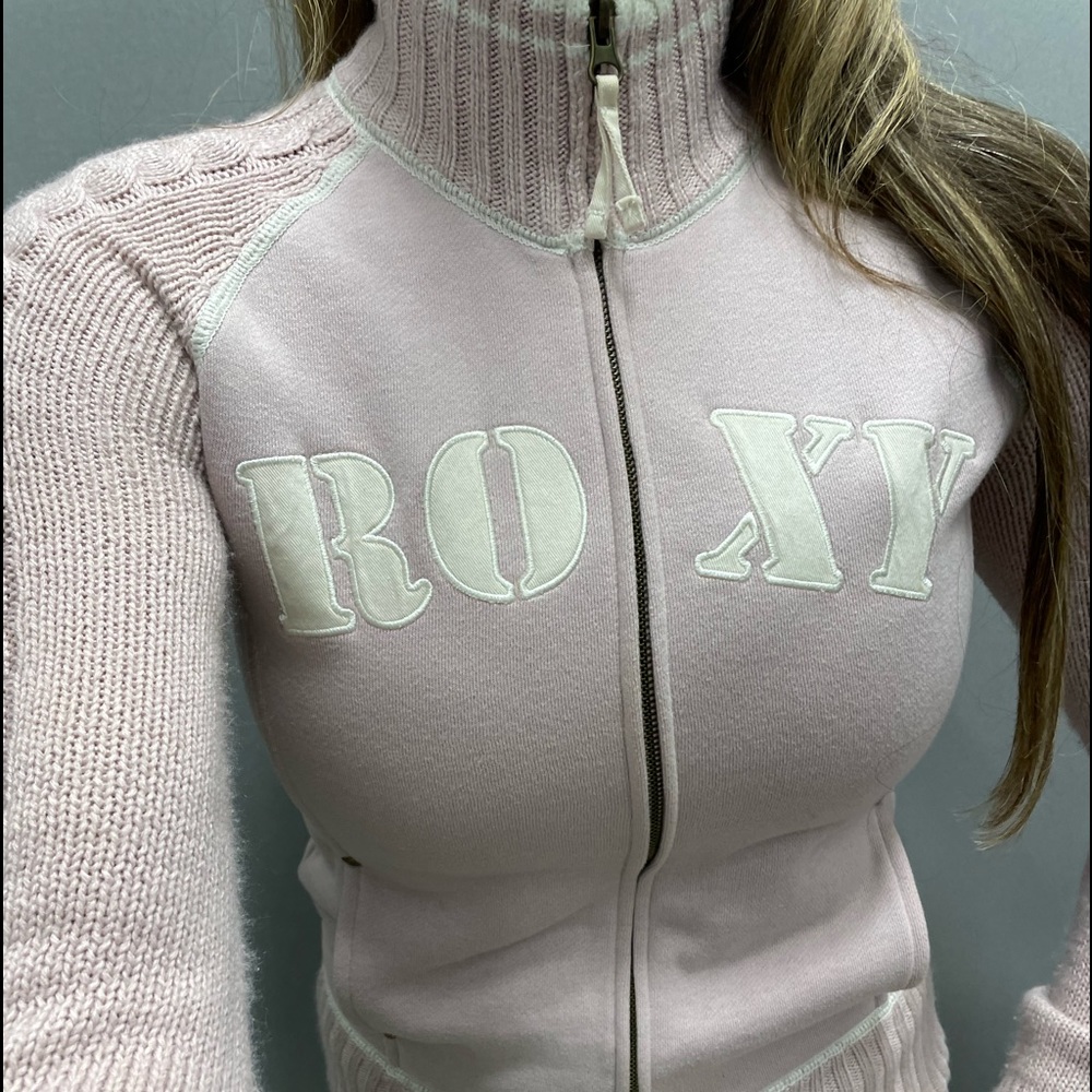 ROXY pink & white full zip sweater/sweatshirt - Picture 11 of 12